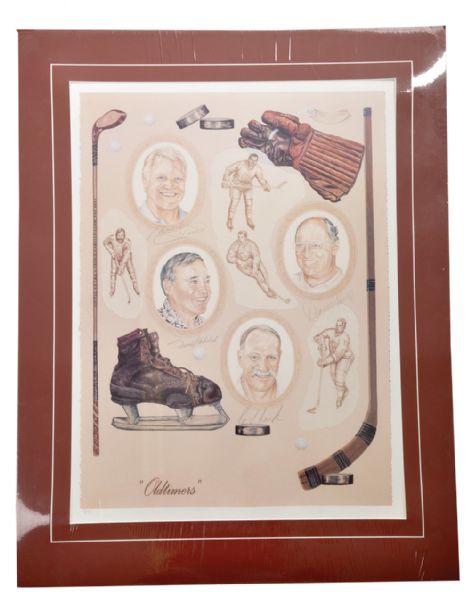 Bobby Orr Signed "The Goal" Photo and "Oldtimers" Multi-Signed Lithograph 