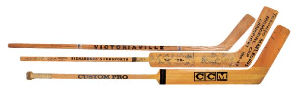 Toronto Marlboros 1966-67 and 1972-73 Team-Signed Sticks Plus Vintage Souvenir Stick 