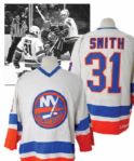 Billy Smiths 1982-83 New York Islanders Game-Worn Home Jersey - Team Repairs! <br>- Photo-Matched! 
