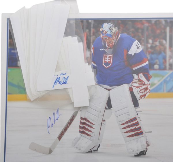 Jaroslav Halak Team Slovakia Autographed 16x20 Framed Photo and Jersey Numbers (10) with LOA