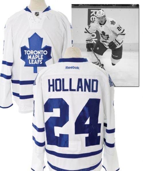 Peter Hollands  2013-14 Toronto Maple Leafs Game-Worn Away Jersey with Team COA <br>- Photo-Matched!