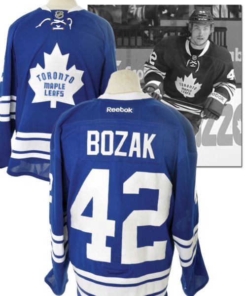 Tyler Bozaks 2013-14 Toronto Maple Leafs Game-Worn Third Jersey with Team COA 