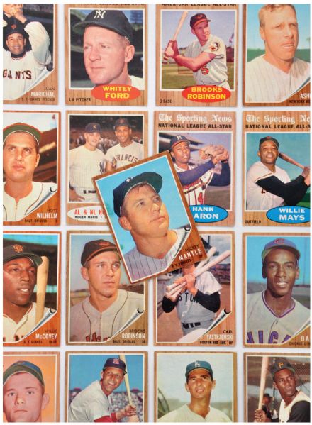 1962 Topps Baseball Card Collection of 289 with High Numbers and Stars 