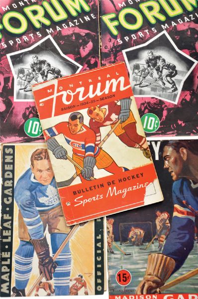 1930s/40s NHL Program Collection of 5 with Playoffs/Finals Programs 