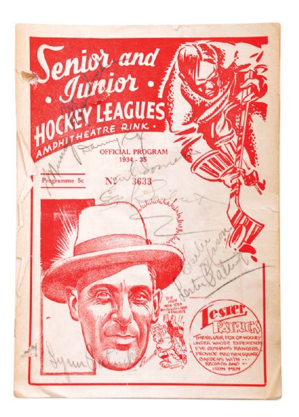 1934-35 NY Rangers vs Montreal Maroons Program Signed by 35