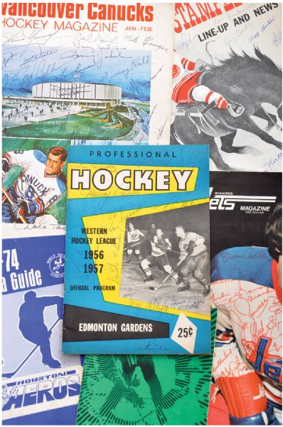 WHA, NHL and WHL Team-Signed Program Collection of 6 