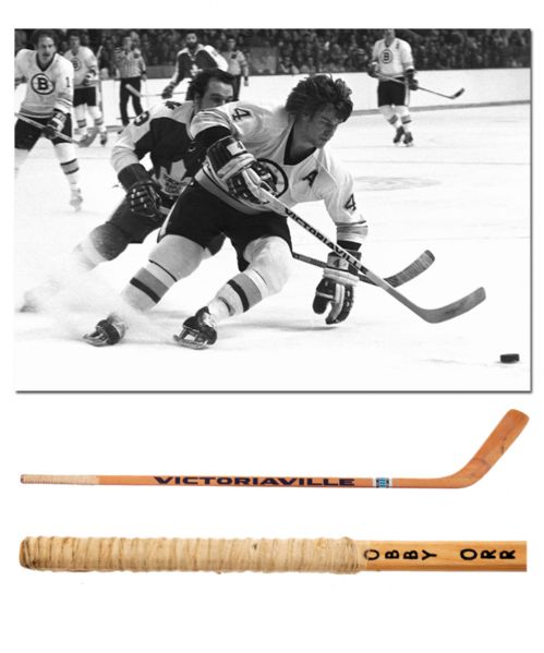 Bobby Orrs 1975-76 Boston Bruins Signed Game-Used Victoriaville Stick