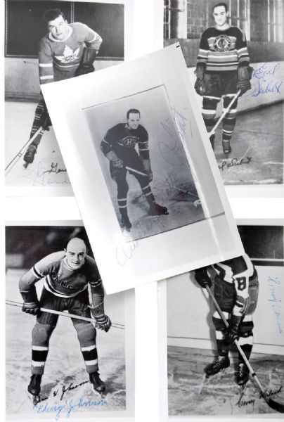 Deceased Hall of Famers Signed Photo Collection of 11 with Joliat, Smeaton, Johnson and Others 