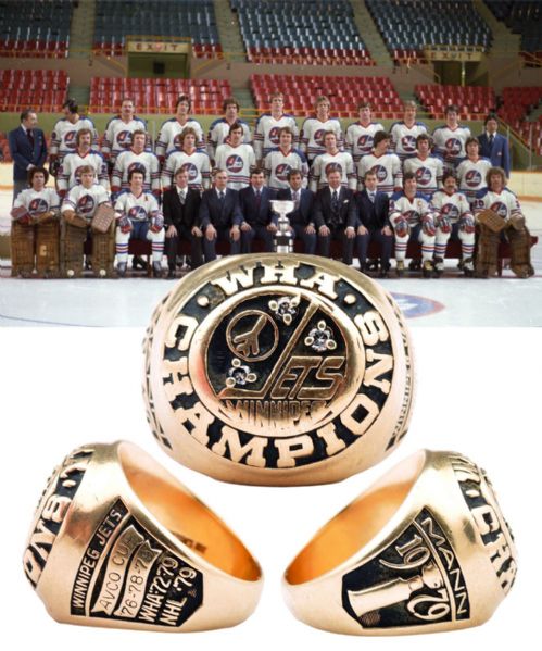 Dave Manns 1978-79 Winnipeg Jets Avco Cup Championship 10K Gold and Diamond Ring with LOA