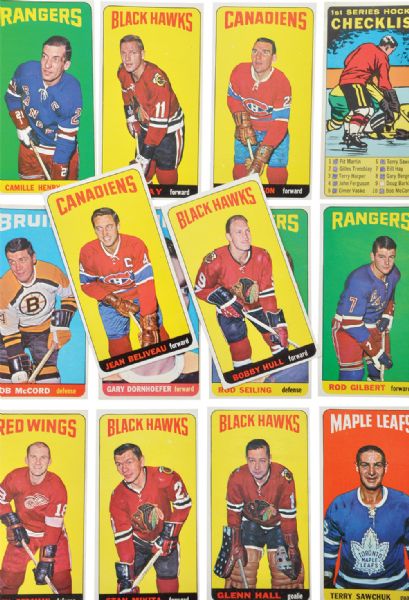 1964-65 Topps Tall Boys Hockey Card Collection of 44 with Hull, Mikita, Beliveau and Other Stars