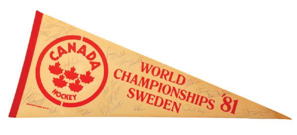1979 and 1981 Team Canada World Championships Team-Signed Pennants 