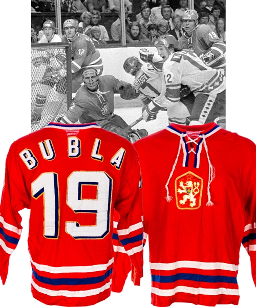 Jiri Bublas 1976 Canada Cup Team Czechoslovakia Game-Worn Jersey from Lanny McDonald’s Personal Collection with His Signed LOA