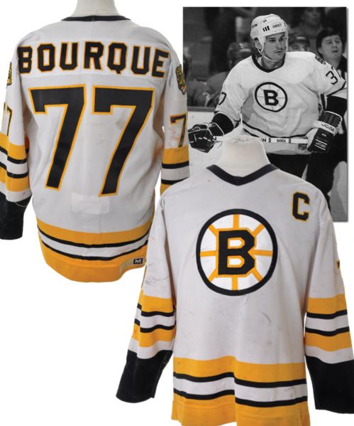 Dave Pasins 1985-86 Boston Bruins Game-Worn Photo-Matched Jersey <br>- Crested as a Ray Bourque