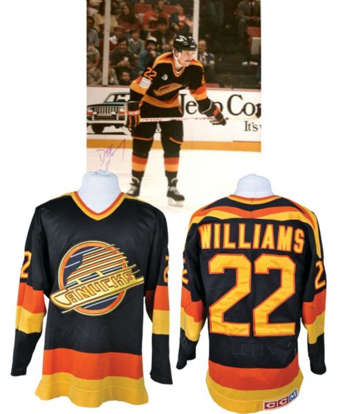 Dave Lowrys 1986-87 Vancouver Canucks Game-Worn Jersey Recycled for Tiger Williams