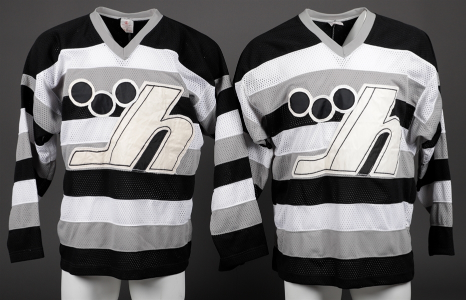 Scarce Mid-1980s Short-Lived Style QMJHL Hull Olympiques Game-Worn Jerseys (4) with LOA 