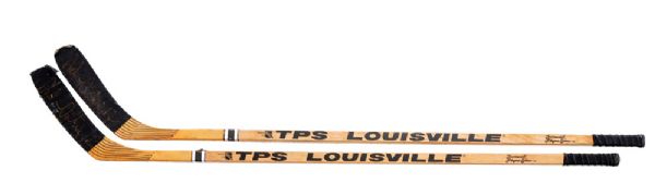 Adam Oates’ Early-1990s Blues/Bruins Signed Louisville Game-Used Sticks (2) 