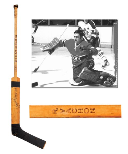 Rogatien Vachons Late-1960s Montreal Canadiens Signed Victoriaville Game-Used Stick
