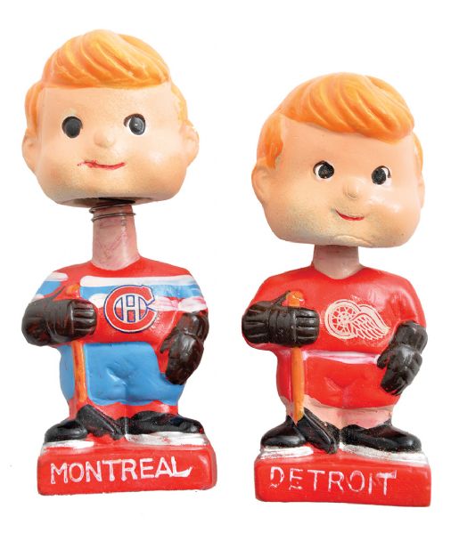 1961-63 Montreal Canadiens and Detroit Red Wings Mini Nodders / Bobble Head Dolls 