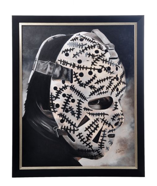 Gerry Cheevers "The Mask" Framed Oil Painting on Canvas (28" x 34") 