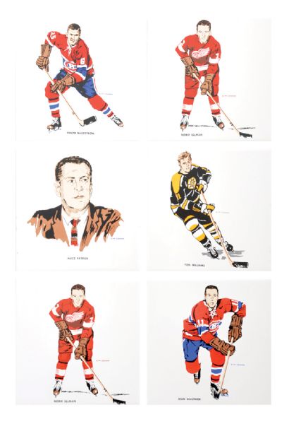 1962-63 H.M. Cowan/Screenarts Hockey Tile Collection of 6 