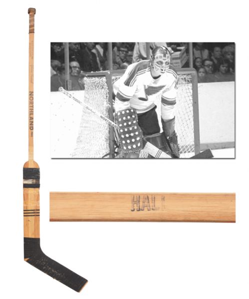 Glenn Halls Late-1960s St. Louis Blues Signed Northland Game-Used Stick with LOA