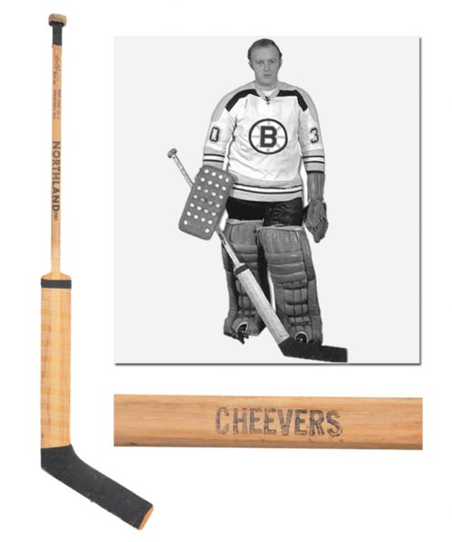 Gerry Cheevers Late-1960s Early-1970s Boston Bruins Signed Northland Game-Used Stick with LOA