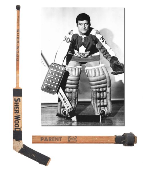 Bernie Parents Early-1970s Toronto Maple Leafs Signed Sher-Wood Game-Used Stick with LOA