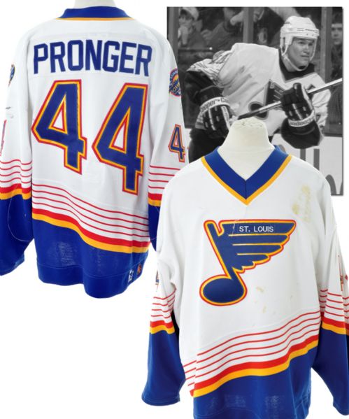 Chris Prongers 1996-97 St. Louis Blues Game-Worn Jersey with LOAs - Nice Game Wear!