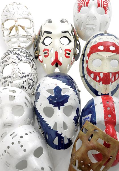 Collection of 10 "Original Six" Replica Goalie Masks 