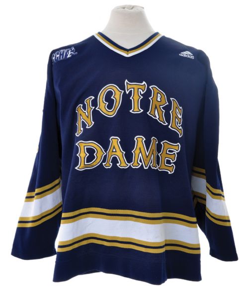 Yan Stastnys 2001-02 CCHA Notre-Dame Fighting Irish Game-Worn Jersey with LOA 