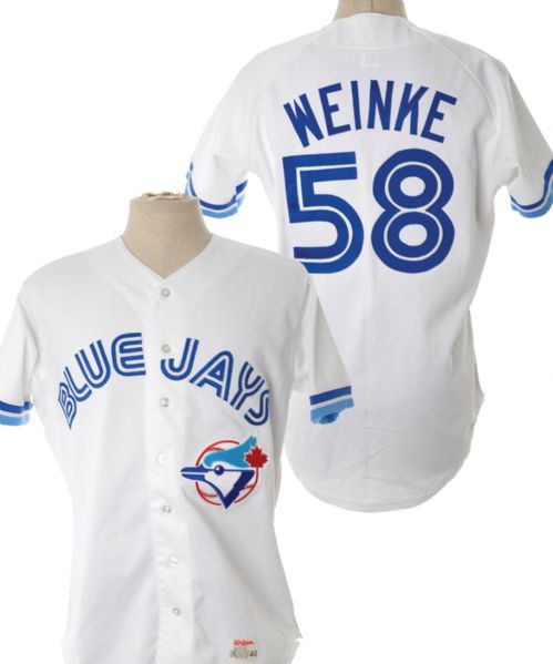 Chris Weinkes 1990 Toronto Blue Jays Worn Jersey with Team COA