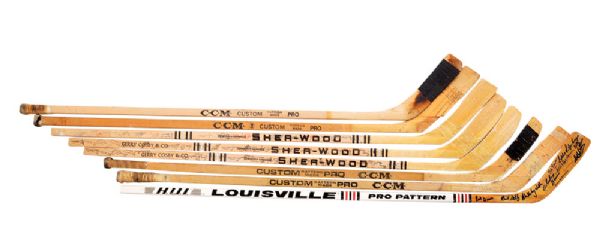 Toronto Maple Leafs 1960s and 1970s Game-Used, Signed and <BR>Souvenir Stick Collection of 8 