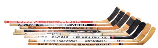 Vintage Game-Used and Other Stick Collection of 8 