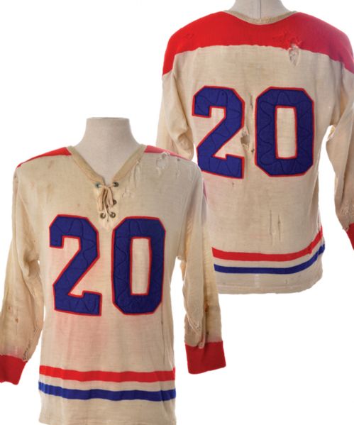 Laurie Petersons Circa 1948-49 PCHL San Diego Skyhawks Game-Worn Jersey <br>- Team Repairs!