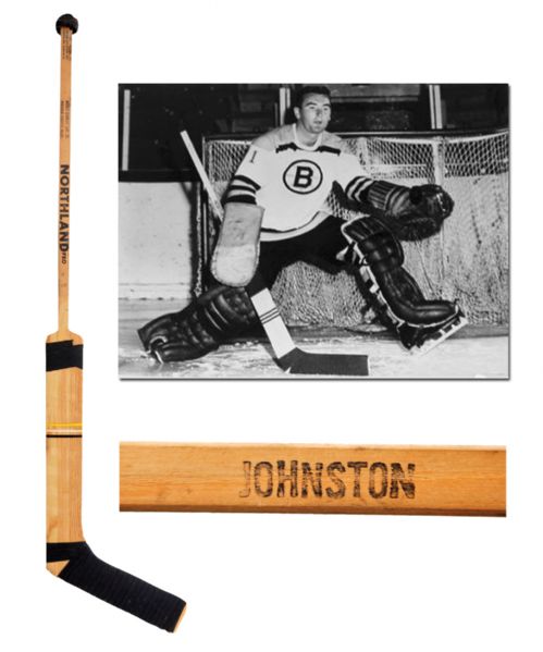Ed Johnstons Mid-1960s Boston Bruins Signed Northland Game-Used Stick with LOA