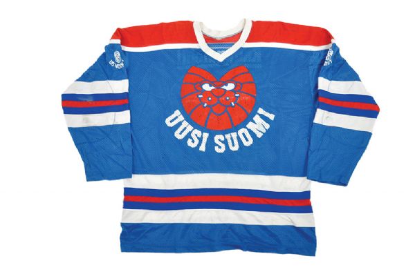 Kauppalehtis 1980s Finnish Blue Mesh Game-Worn Jersey 