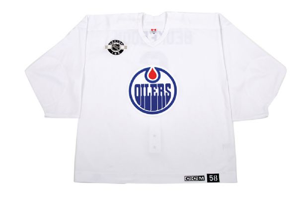 Jeff Beukebooms 2003 Edmonton Oilers Heritage Classic Mega Stars Signed Practice Jersey with Team LOA