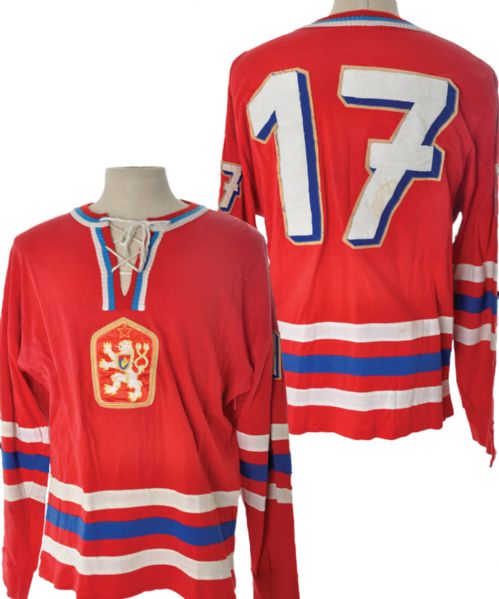 Milan Kajkls Mid-to-Late-1970s Czech National Team Signed Game-Worn Jersey with LOA