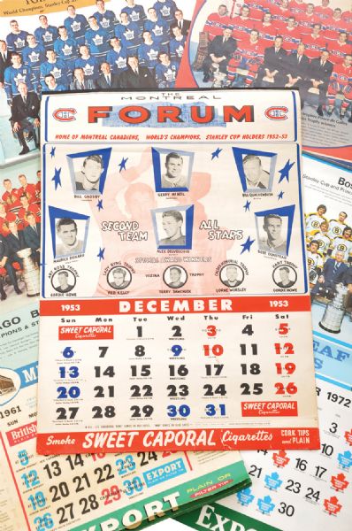 1953-73 Montreal Canadiens and Toronto Maple Leafs Calendar Collection of 11 