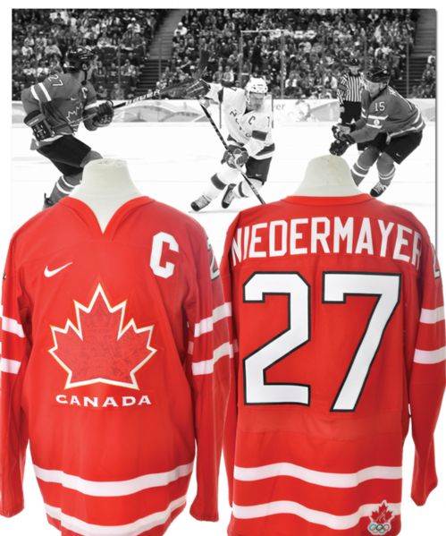 Scott Niedermayers 2010 Winter Olympics Team Canada Game-Worn Captains Jersey with Hockey Canada LOA