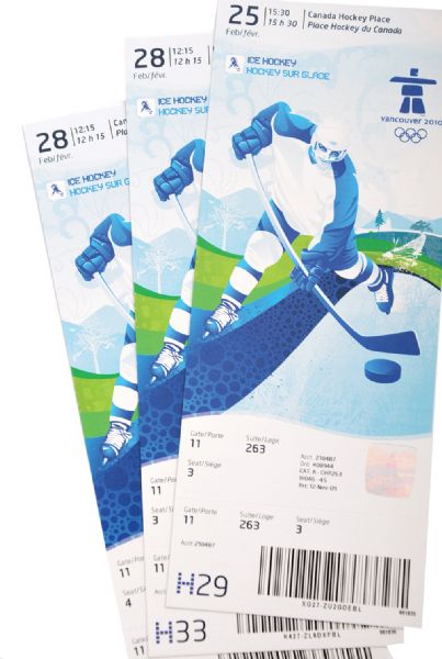 2010 Winter Olympics Men and Women Gold Medal Game Ticket Collection of 3 