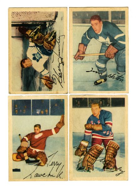 1953-54 Parkhurst Hockey Card Collection of 4 - Lumley, Horton, Sawchuk and Worsley RC