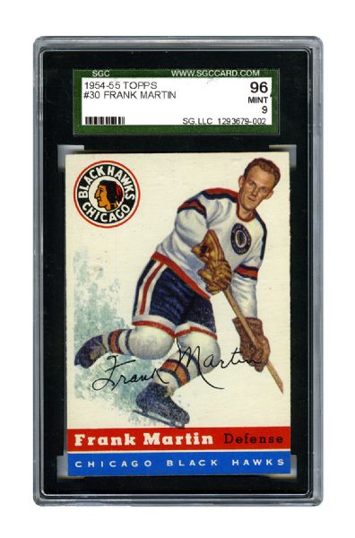 1954-55 Topps Hockey #30 Frank Martin - Graded SGC 9 - Highest Graded!