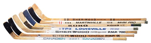 Game-Used Stick Collection of 7 with Lowe, McSorley, Duchesne, Vadnais and Others 