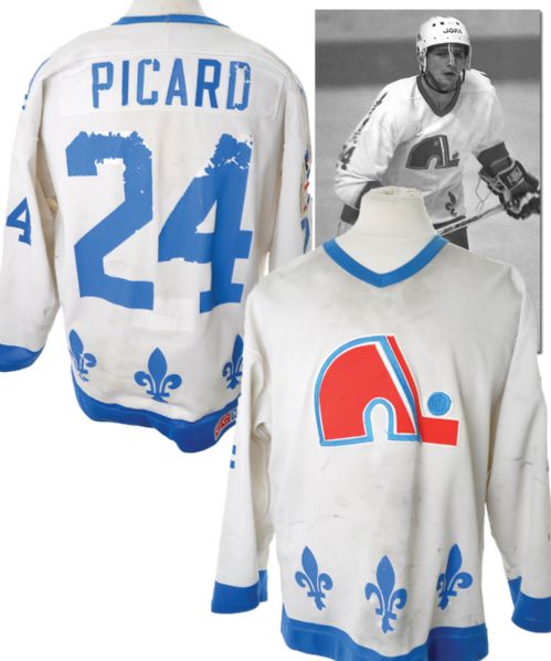 Robert Picards 1985-87 Quebec Nordiques Game-Worn Jersey with <br>Rendez-Vous 87 Patch