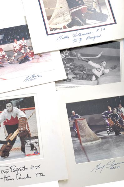 Hockey Goalie Autograph and Memorabilia Collection of 25 with Hasek, Esposito, Giacomin, Cheevers and Others