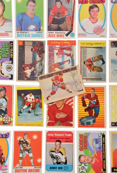 1953-73 Stars and RCs Hockey Card Collection of 42 with Rocket Richard, Plante and Others Plus Lafleur and Dryden RC Cards