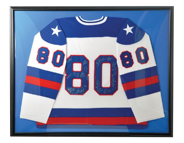 Team USA 1980 Limited-Edition Team-Signed Jersey with Herb Brooks <br>Plus 20 Limited-Edition Signed Cards