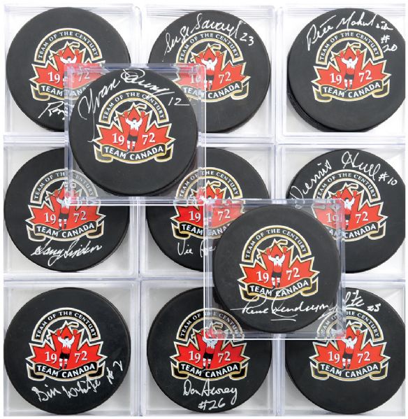 1972 Canada-Russia Series Team Canada Signed Puck Collection of 11