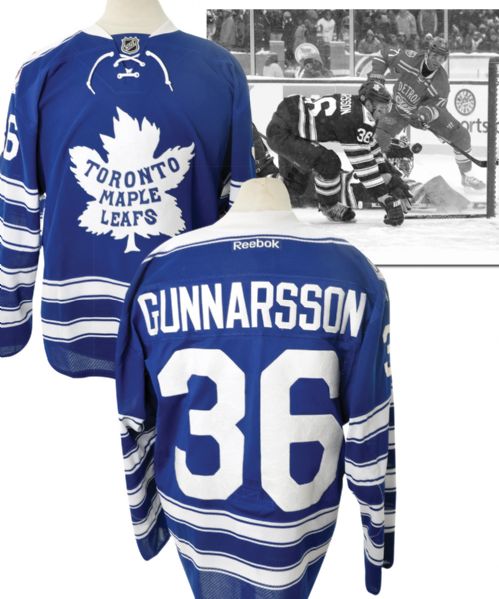 Carl Gunnarssons 2014 Winter Classic Toronto Maple Leafs Game-Worn Jersey with Team LOA